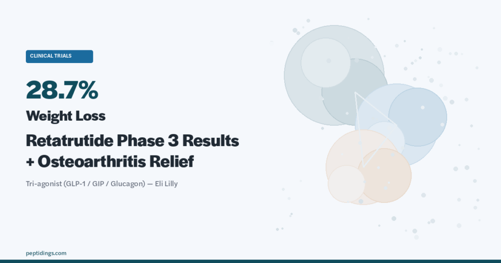 Abstract molecular illustration representing retatrutide tri-agonist mechanism